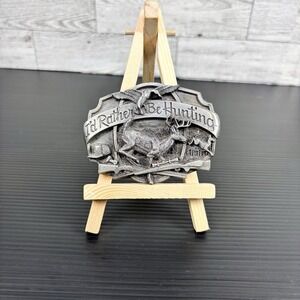 I'd Rather Be Hunting Belt Buckle Duck & Buck Colored 1987 Siskiyou Buckles Co